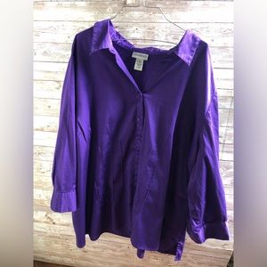 Catherine’s long sleeves, button-up blouse.  Purple Size3X